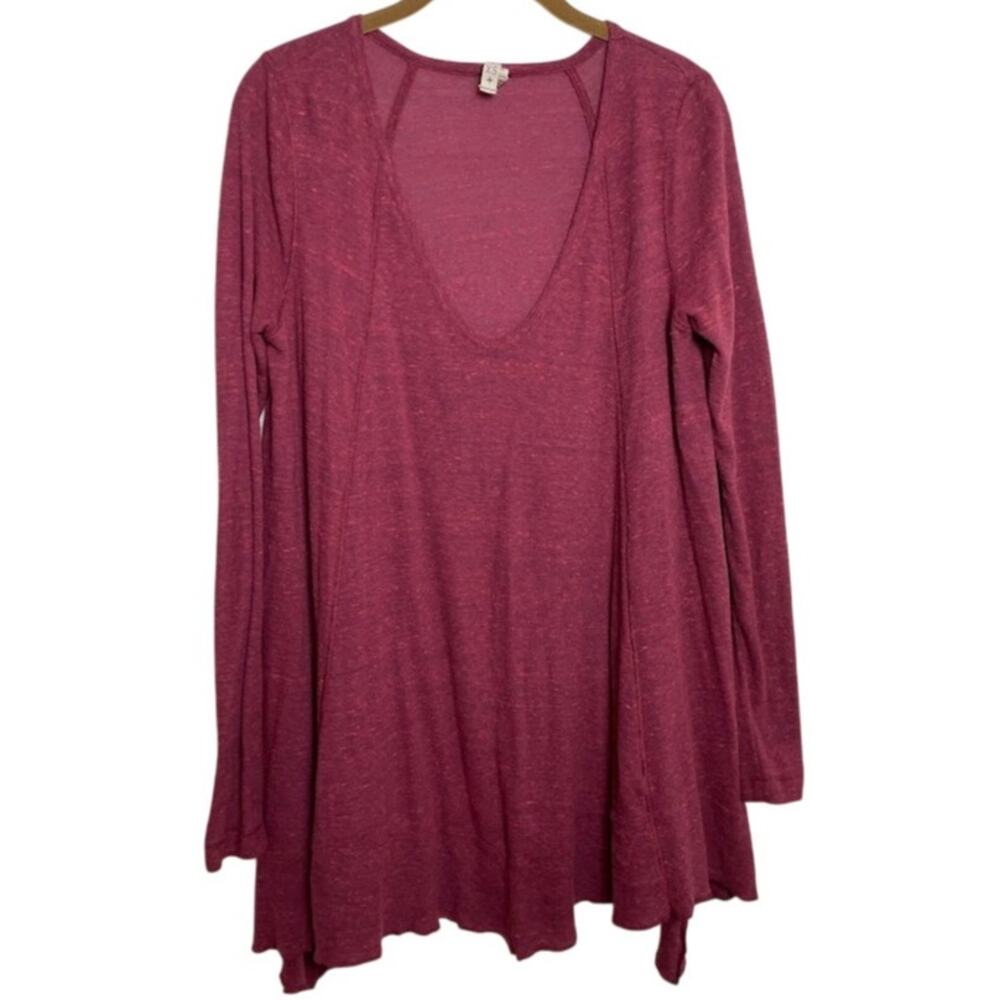 Free People Vamp Romantic Long Sleeve Oversized Top Fairy Grunge Deep V XS